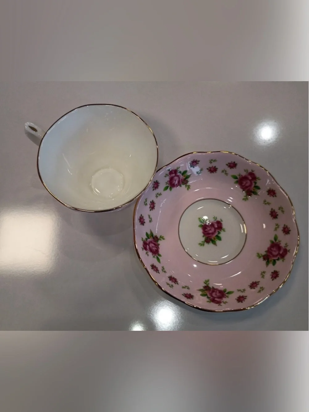 Royal Albert New Country Roses Bone China Pink Vintage Teacup and Saucer, NEW